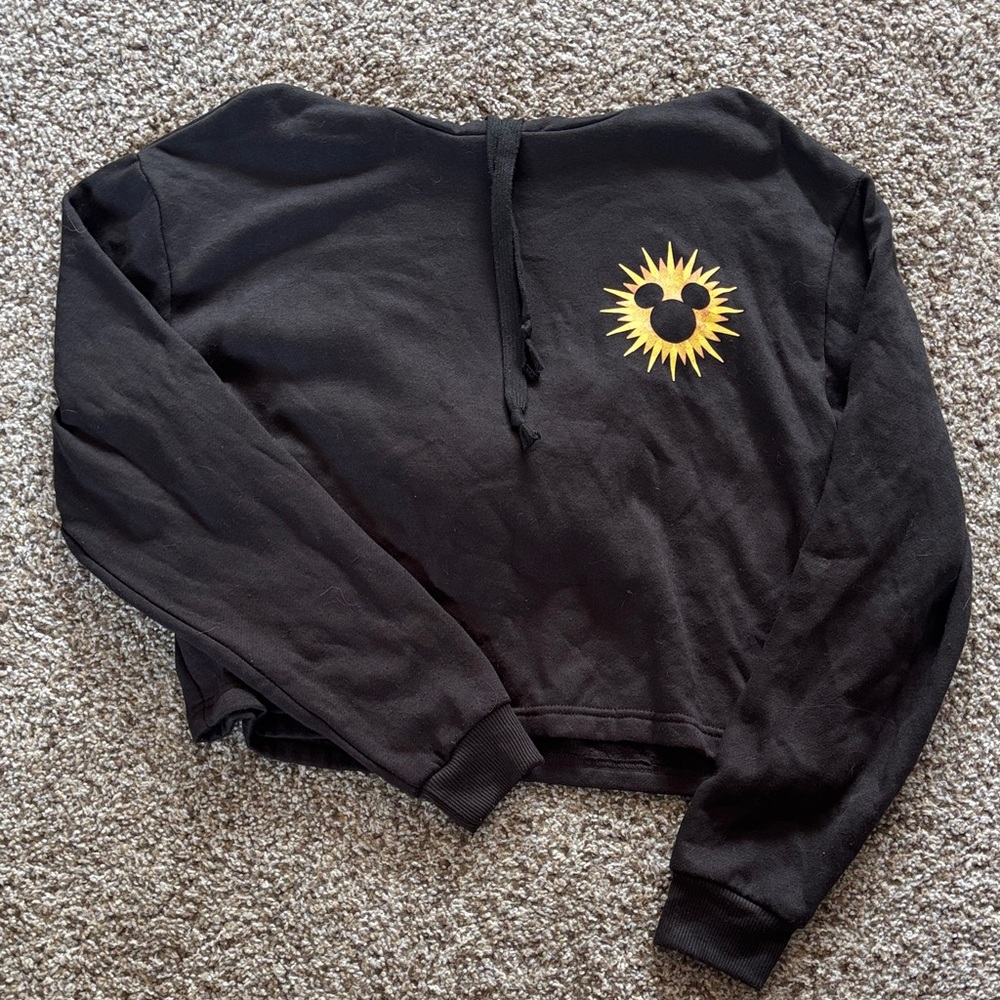 Black Disney Sweatshirt with Sun Graphic